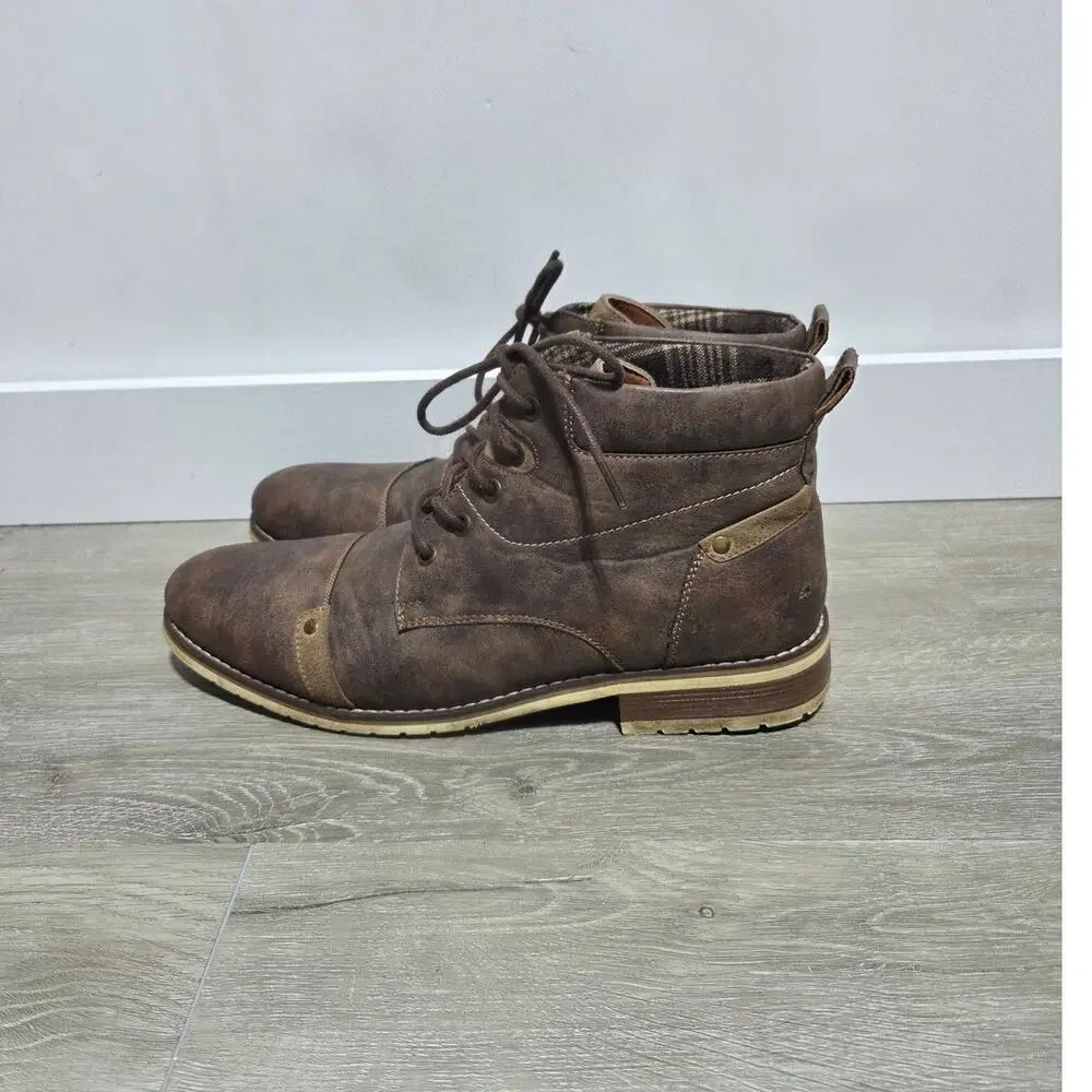 Ferro Aldo Colin Men's Brown Faux Leather Lace Up Boots Size 9.5